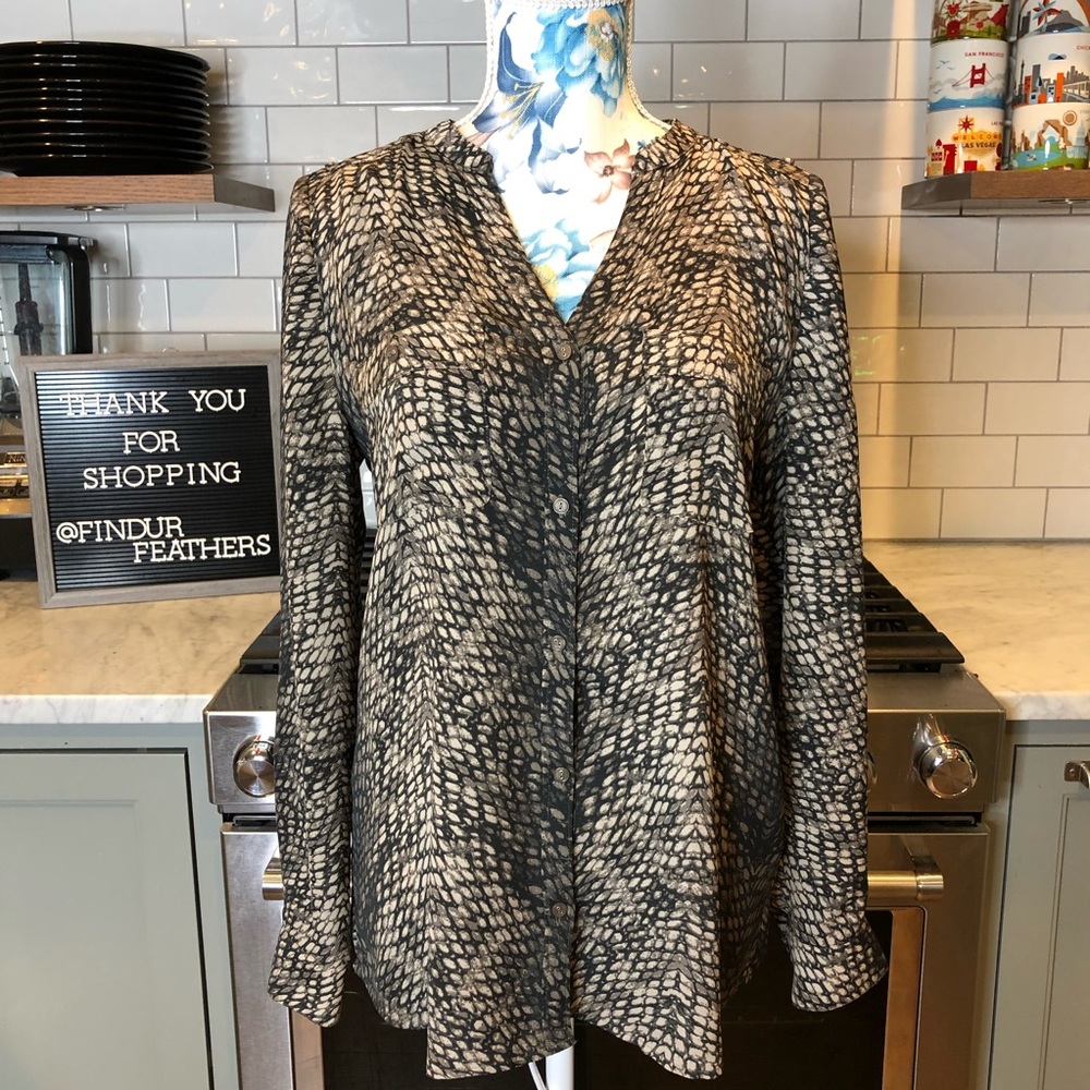 Trouve | Snakeskin Print Button Down Blouse - image 1